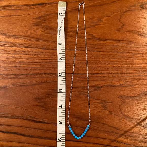 Handmade necklace. 18” Sterling Silver & Blue Howlite “V” necklace with copper. - Picture 2 of 2